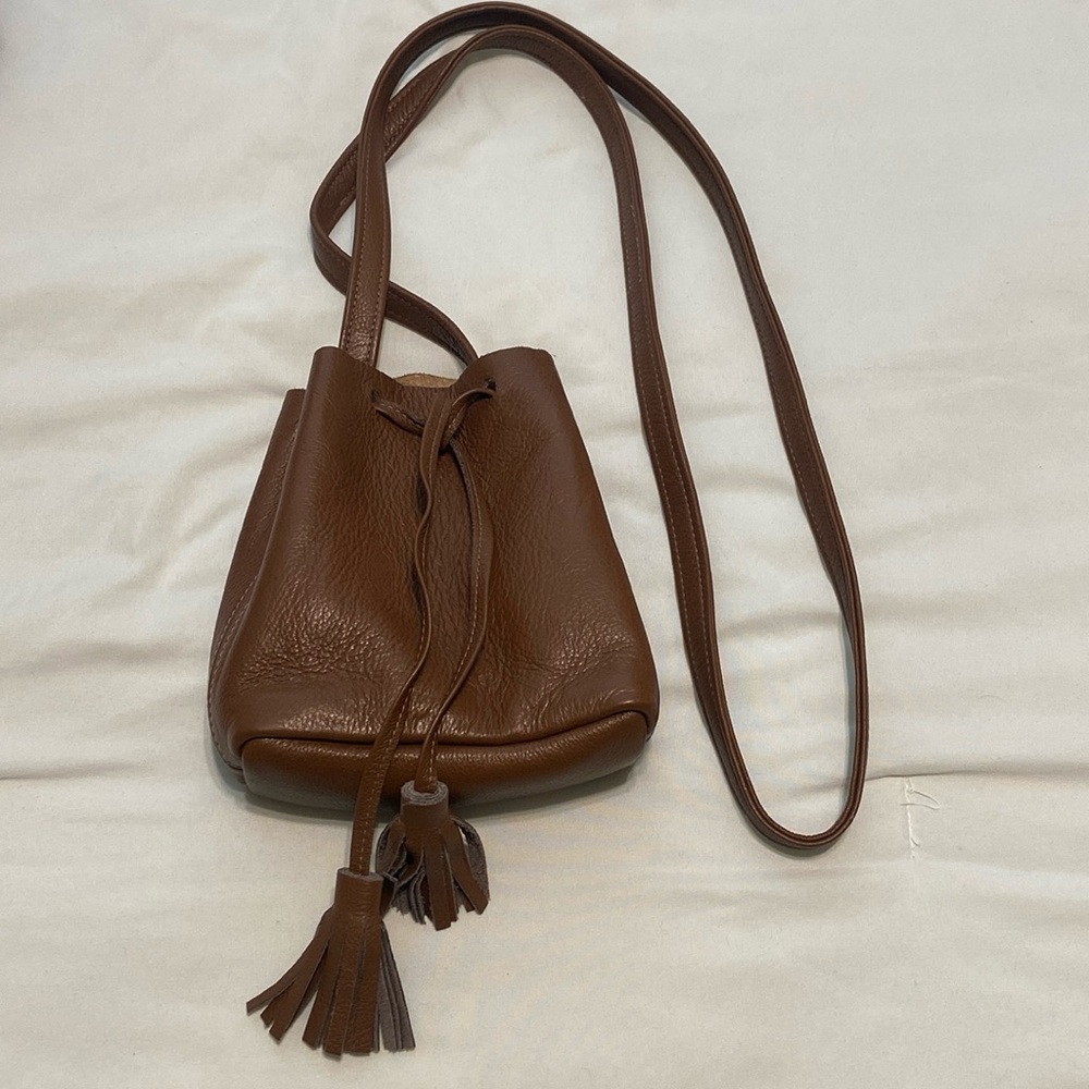 Vintage Shaffer Los Angeles leather drawstring crossbody bag